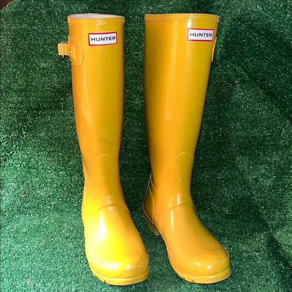 Hunter Shoes - Hunter Original Gloss Tall Boots Yellow UK 5 US 6M/7F EU 38